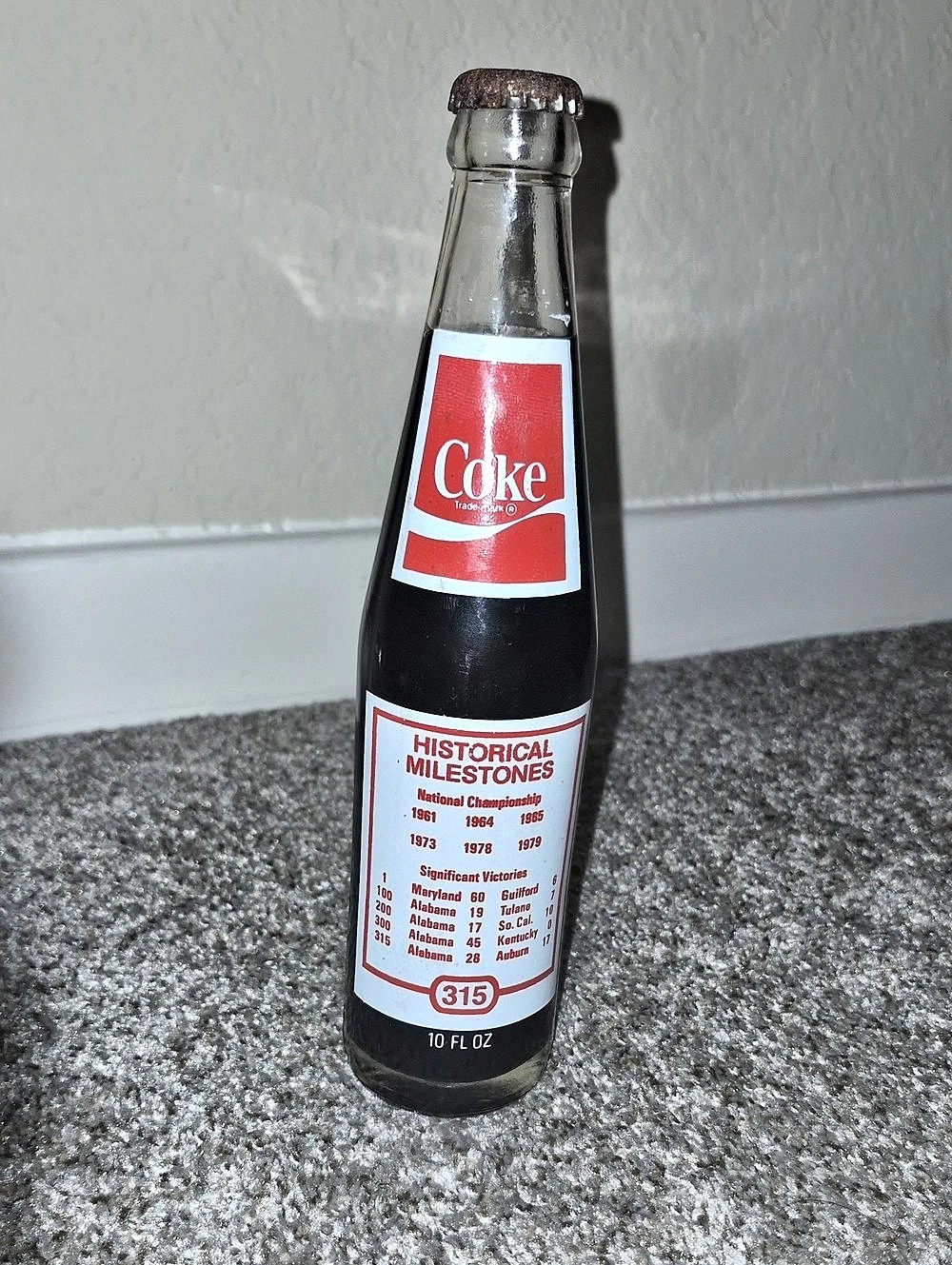 Coke Paul "Bear" Bryant Crimson Tide Historical Milestones bottle Crimson Tide